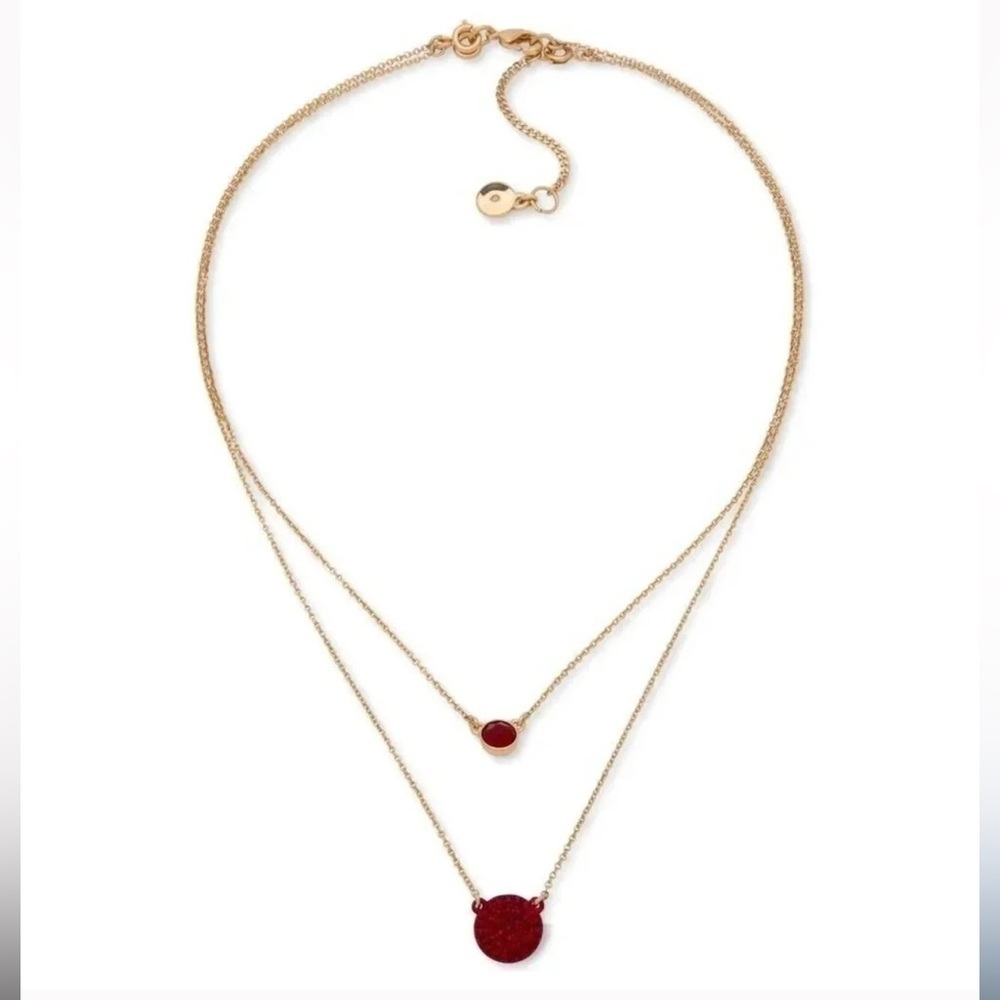 Dkny Two-Tone Pave Disc Layered Pendant Necklace NWT